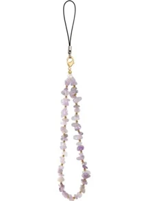 Purple Stone Chain Design Phone Lanyard Gifts For Mother, Family, Friends, Birthday, Holiday Phone Charm, Phone Chain - Purple - View 4