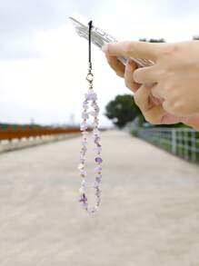 Purple Stone Chain Design Phone Lanyard Gifts For Mother, Family, Friends, Birthday, Holiday Phone Charm, Phone Chain - Purple - View 3