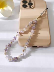 Purple Stone Chain Design Phone Lanyard Gifts For Mother, Family, Friends, Birthday, Holiday Phone Charm, Phone Chain - Purple - View 2