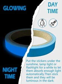 1roll PET Floor Sealing Sticker, Minimalist Glow In The Dark Tile Decoration Seam Tape For Home - Blue - View 4