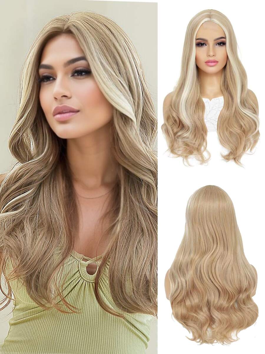 Lace Front Long Curly Synthetic Wig - Multicolor - View 1