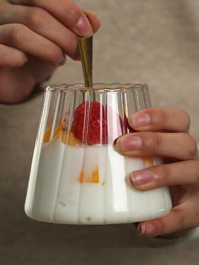 1 件，不对称形状饮水杯，波浪形透明玻璃水杯，冰咖啡杯，可爱饮水杯，夏季冬季饮具，家庭厨房用品