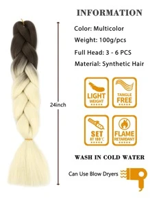 Ombre Tóc Vàng Bện Tóc 24 Inch Bím Tóc 3 Trước Kéo Dài Nhiệt Độ Cao Móc Bện Tóc - Nhiều màu - Xem 4