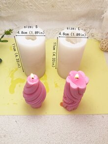 波纹柱形香薰蜡烛、慕斯蛋糕硅胶模具、DIY树脂滴胶装饰 - 白色 - 查看 2