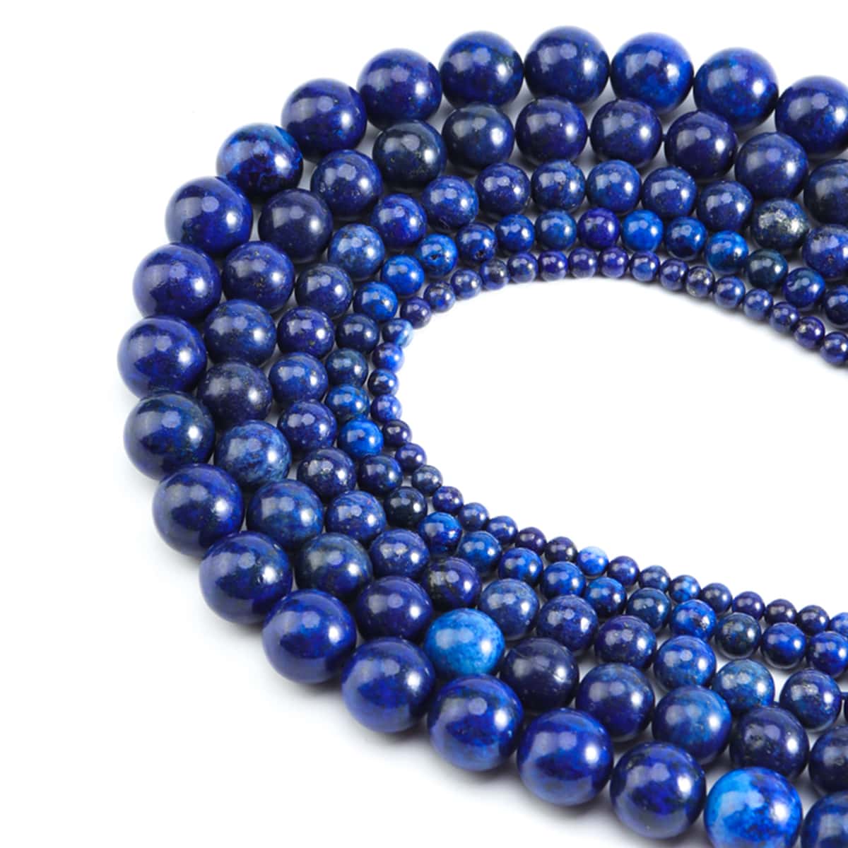 1鋼絞線天然石頭珠子青金石圓形鬆動石珠適用於珠寶製作DIY手環配件 - 寶藍色 - 查看 1