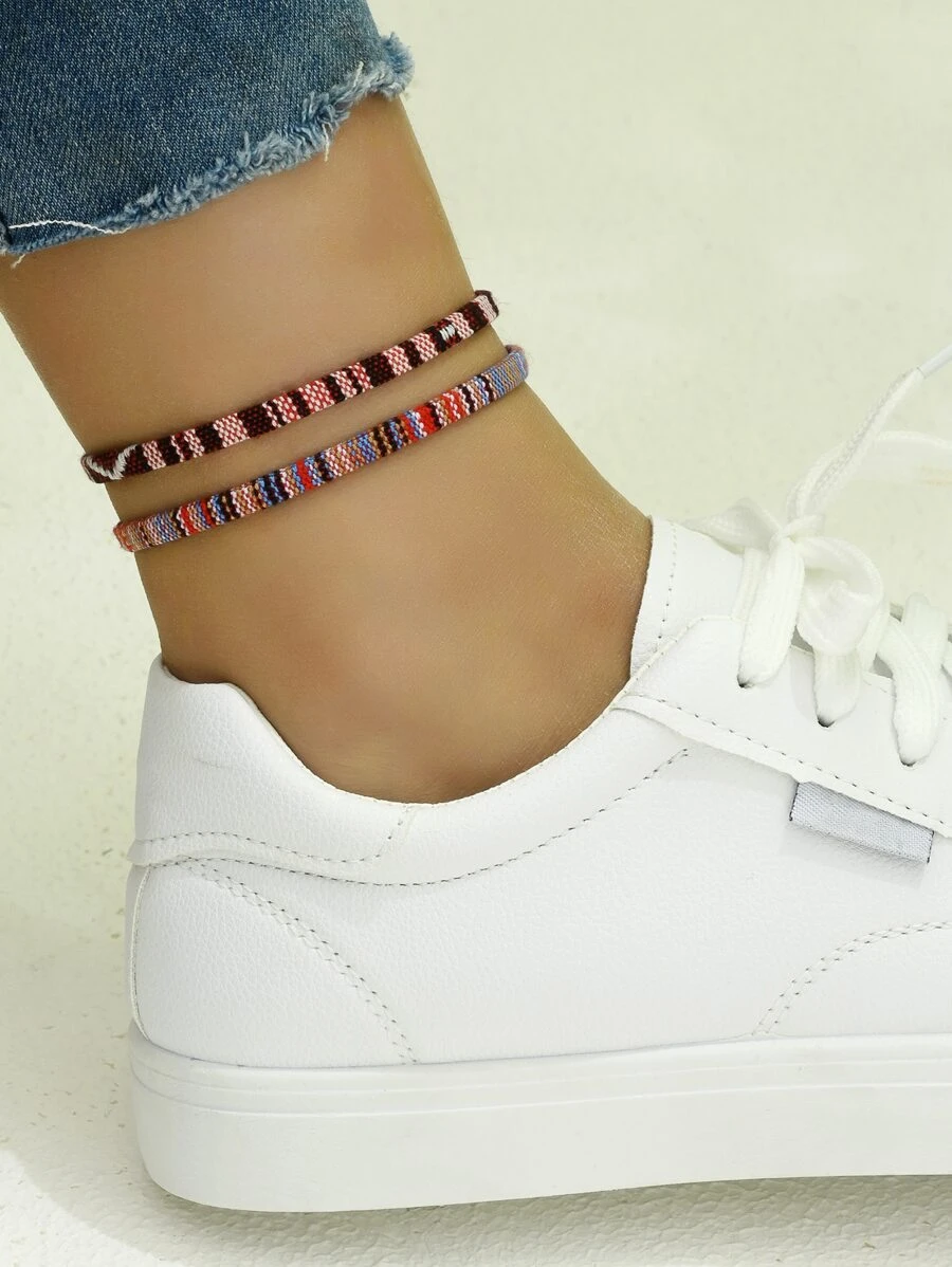 Bohemian Weave Rope Anklet For Women, Summer Beach Foot Jewelry - Multicolor - View 1