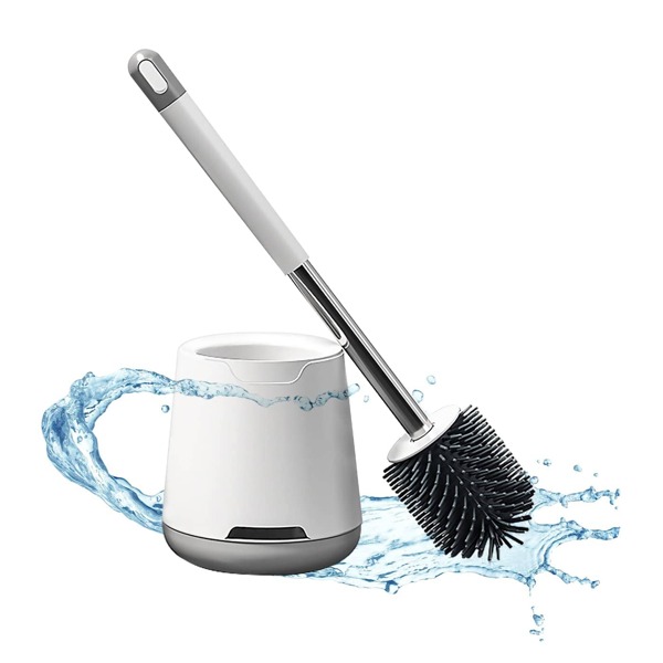 1 Set Toilet Brush and Holder, Silicone Toilet Bowl Cleaner Brush Set