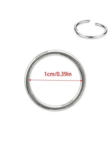 Seamless Closure Circle Shaped Earring, Lip, Nose, Septum Piercings. Stainless Steel, European And American Fashionable Style - Silver - View 4