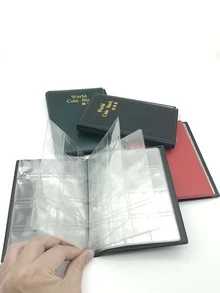 120 Grids Pu Leather Album For Coins 10 Pages Stamp Album Display Book For Commemorative Coin Badges Tokens Storage Album Home Decoration - Blue - View 3