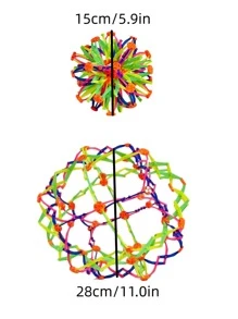 1pc Pet Chasing Telescopic Magic Colorful Ball, Novelty Expandable Breathing Ball Toy Sphere For Pets, Pets Calming Fidgets Toys - Multicolor - View 3