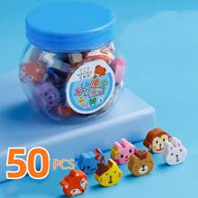 50 piezas Borradores con patrón al azar animal de dibujos animados en forma de - Multicolor - Ver 4