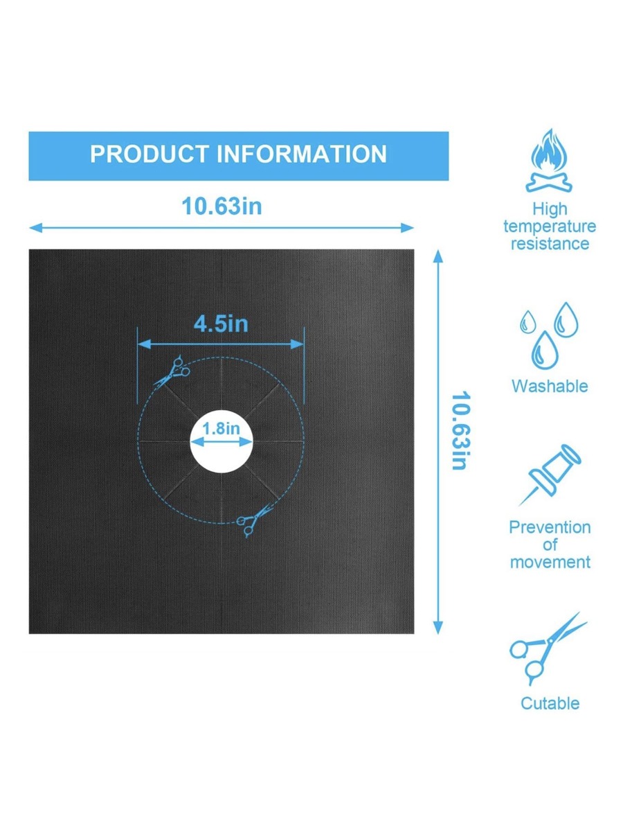 1/4/8pcs Black Gas Stove OilProof Mat, Washable Cleaning Mat, Burner