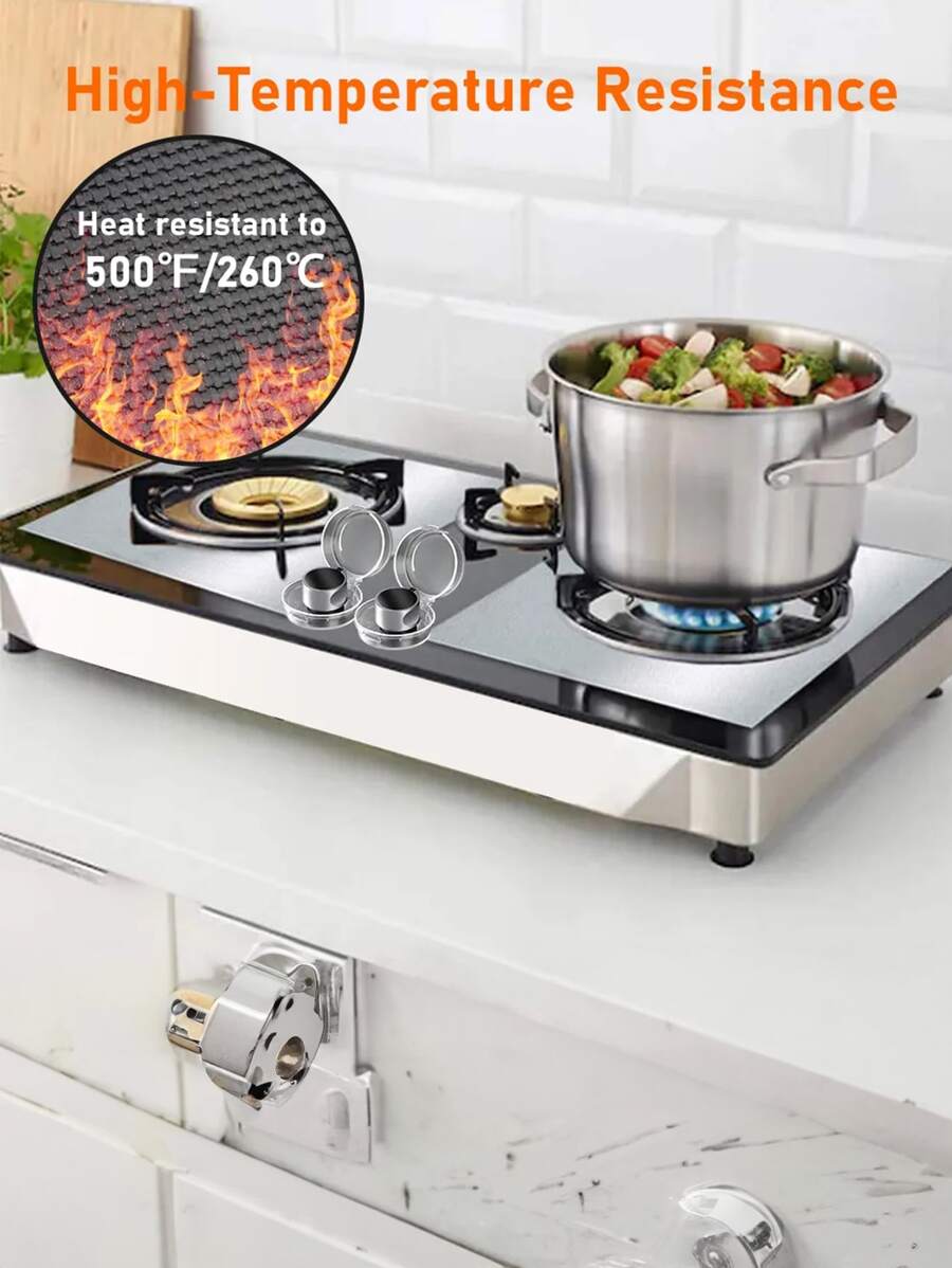 1/4/8pcs Black Gas Stove OilProof Mat, Washable Cleaning Mat, Burner