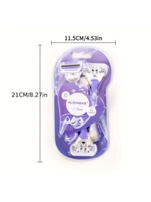 ALSHABAB Set Pisau Cukur Wanita 3 Buah, Pisau Cukur Manual 3 Mata Pisau, Gagang Karet, Alat Cukur Penghilang Bulu Bikini, Alat Cukur Penghilang Bulu Kaki, Ungu, Produk dan Aksesoris Perawatan Rambut Penting untuk Salon Kecantikan dan Perjalanan - Mauve Purple - View 3
