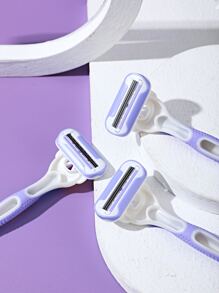 ALSHABAB Set Pisau Cukur Wanita 3 Buah, Pisau Cukur Manual 3 Mata Pisau, Gagang Karet, Alat Cukur Penghilang Bulu Bikini, Alat Cukur Penghilang Bulu Kaki, Ungu, Produk dan Aksesoris Perawatan Rambut Penting untuk Salon Kecantikan dan Perjalanan - Mauve Purple - View 5
