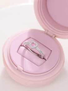 CVNANA 1 件全新锆石心形求婚戒指，情人节女士礼物，生日礼物，无礼盒 - 彩色 - 查看 4