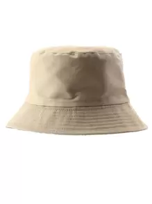 1pc Unisex Yellow Sunscreen Retro Bucket Hat Casual - Khaki - View 2