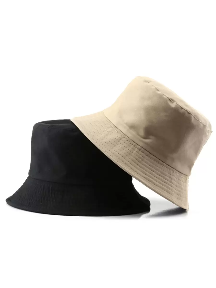 1pc Unisex Yellow Sunscreen Retro Bucket Hat Casual - Khaki - View 1