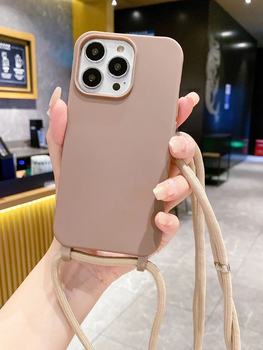 Funda sólida para teléfono con cordón compatible con iPhone15/15Plus/15Pro/15Promax - Marrón - Ver 1