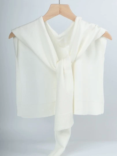 1 件純色針織十字披肩圍巾,圖案隨機