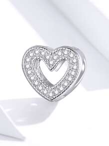 1入組的時尚真實925純銀Love愛心掛飾釘珠適合女士適合手鍊手鐲DIY珠寶製作約會禮物精細的女士們珠寶和手錶