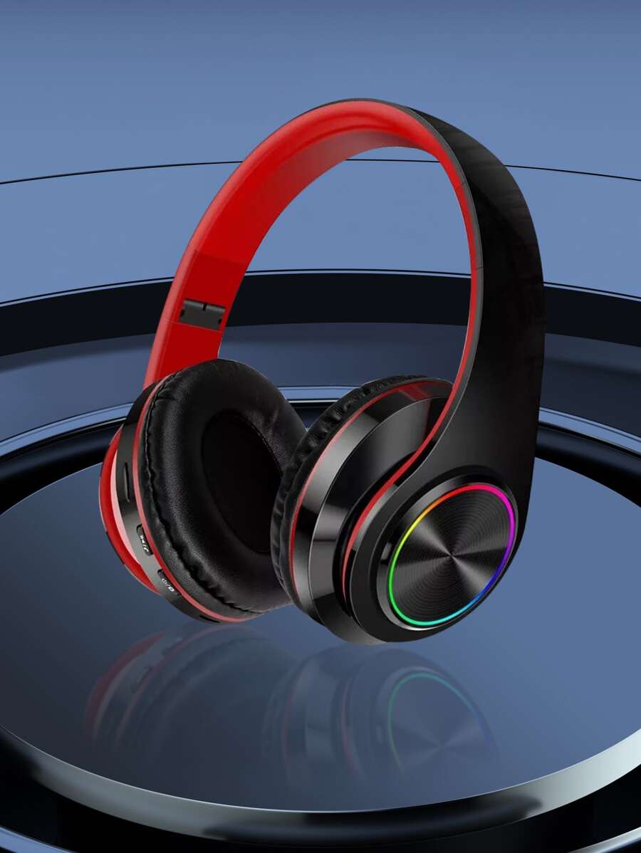 Audífonos Over-ear Con Luz Led De Respiración 7 Colores, Diseño Plegable, Ranura Para Tarjeta Microsd, Bajo Profundo, Usb C, Inalámbrico, Adecuado Para Teléfonos Móviles, Aprendizaje En Línea De Estudiantes, Regalo Asequible - Ver 1