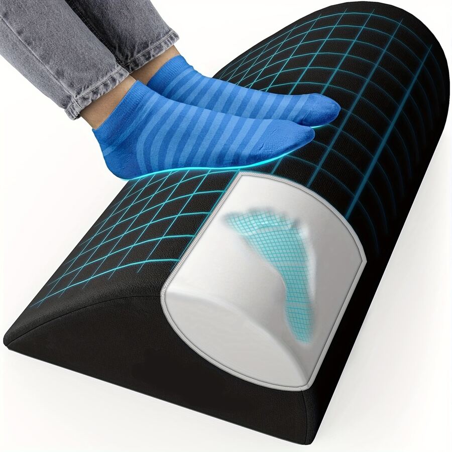 Foot Rest For Under Desk At Work , Ergonomic Office Desk Foot Rest -Under Desk Footrest With Washable Cover -Desk Foot Stool Work From Home Accessories- Foam Foot Stool Rocker, Office Footrests - Black - View 1