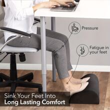 Foot Rest For Under Desk At Work , Ergonomic Office Desk Foot Rest -Under Desk Footrest With Washable Cover -Desk Foot Stool Work From Home Accessories- Foam Foot Stool Rocker, Office Footrests - Black - View 8