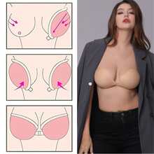1pair Skin-Colored Sticky Push Up Strapless Backless Self Adhesive Bra - Dusty Pink - View 5
