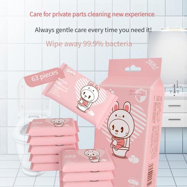 63 ultraminiature cartoon pattern private parts wet wipes antibacterial portable small bag
