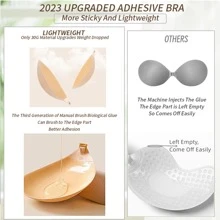 1pair Skin-Colored Sticky Push Up Strapless Backless Self Adhesive Bra - Dusty Pink - View 4