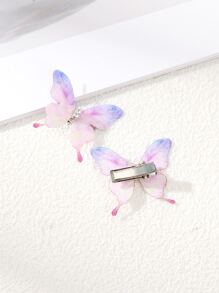 5pcs 3cm Fabric Butterfly & Phoenix Hair Clips Street Claw Clips Hair Claws Hair Barrettes, School Stuff, Hair Accessories, Head Accessories, Hair Accessories For Women - Mauve Purple - View 4