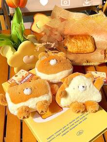 Hoạt hình Bánh mỳ Thiết kế Gấu Sang trọng Móc khóa Túi Quyến rũ Cái túi Phụ kiện Quà tặng Giáng sinh , lông tơ , Đối với Giáng sinh , Mùa Đông Thiết yếu Đối với Cô gái tuổi teen NỮ Cao đẳng Sinh viên - màu nâu - Xem 2