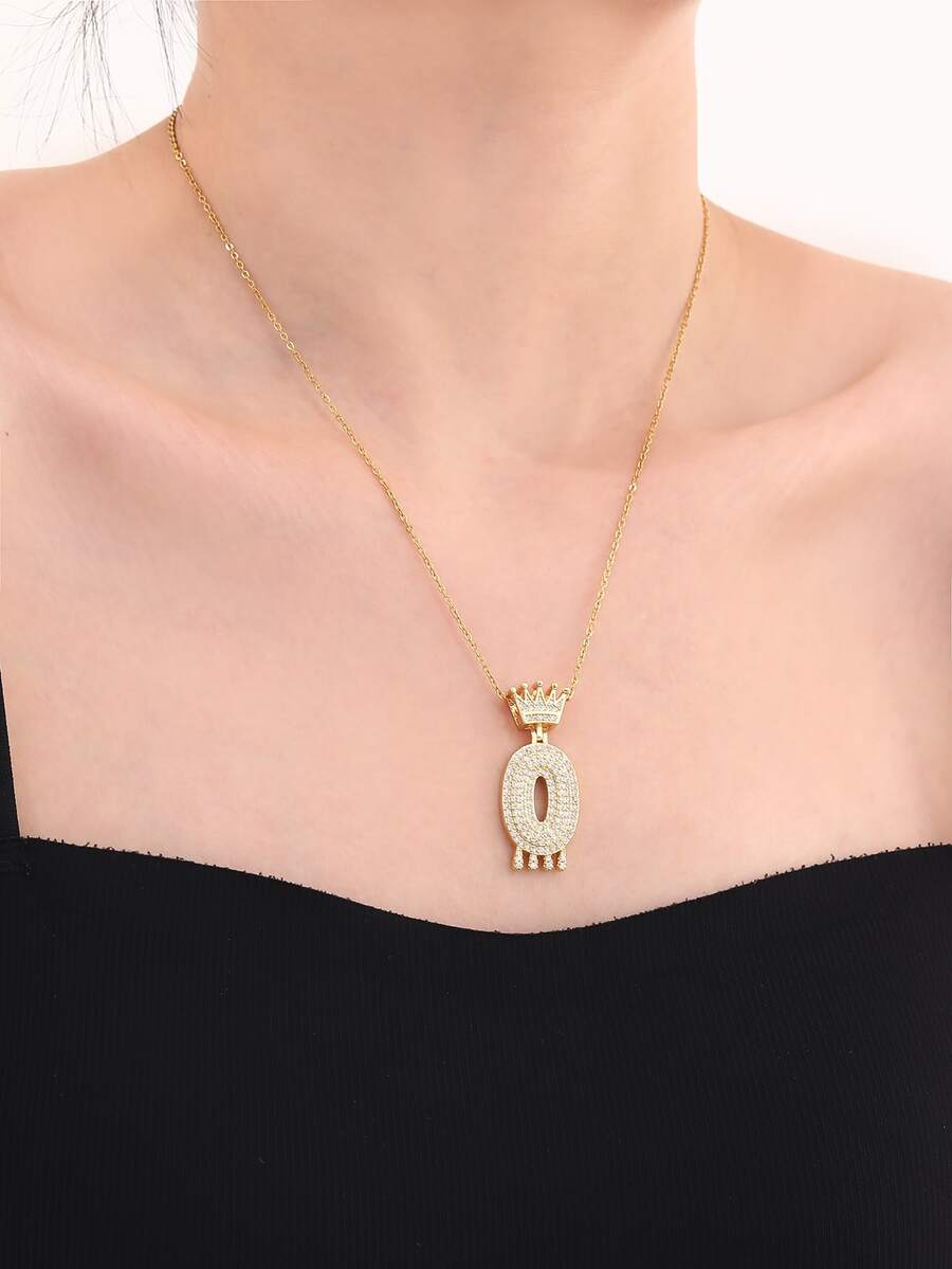 1 cái Pha lê Vương miện & Số Dây chuyền với sức hấp dẫn Đối với phụ nữ Thời trang Buổi tiệc Đồ trang sức Để Trang Trí Hàng Ngày Đối với Qủa tặng - Vàng - Xem 1