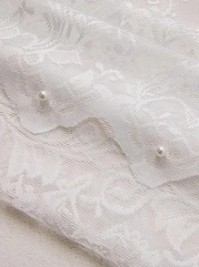 1pc French Cream Light Translucent Lace Window Curtain For Living Room And Bedroom - White - View 5