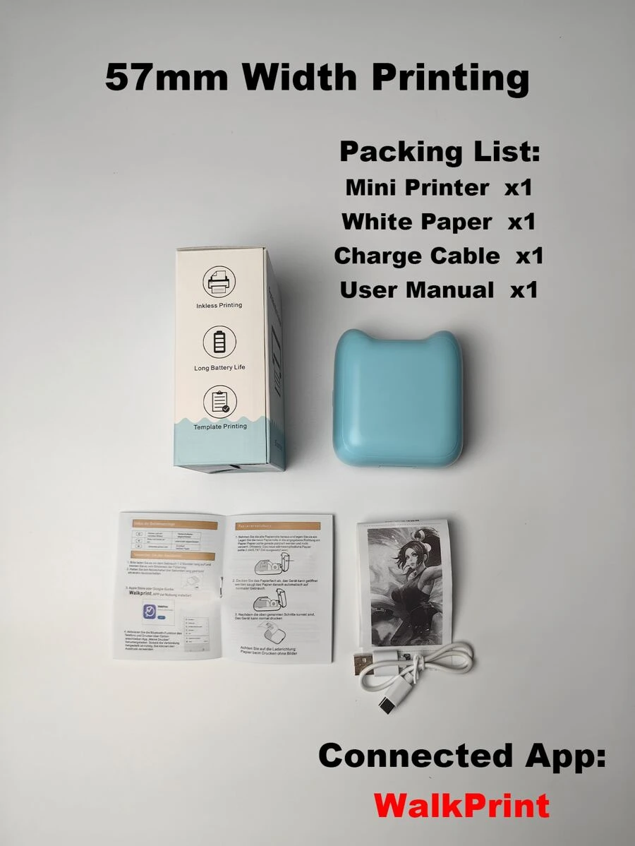 A31 Blue Label Maker Portable Printer 2d Mini HD Photo Printers Impresoras Thermal Paper Labeller - Blue - View 1