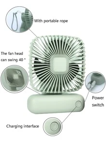 MEET SUN Sencillo ventilador de escritorio portátil para dormitorio de verano, ventilador de bolsillo portátil pequeño con carga USB