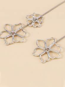 1 Miếng Thanh lịch Vintage Màu bạc Kim loại Thiết kế hoa Vòng cổ dài Đối với Của phụ nữ Buổi tiệc - Bạc - Xem 3