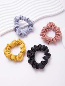 4pcs Elegant French Satin Fabric Hair Ties, All-Match Basic Imitated Silk - Multicolor - View 3