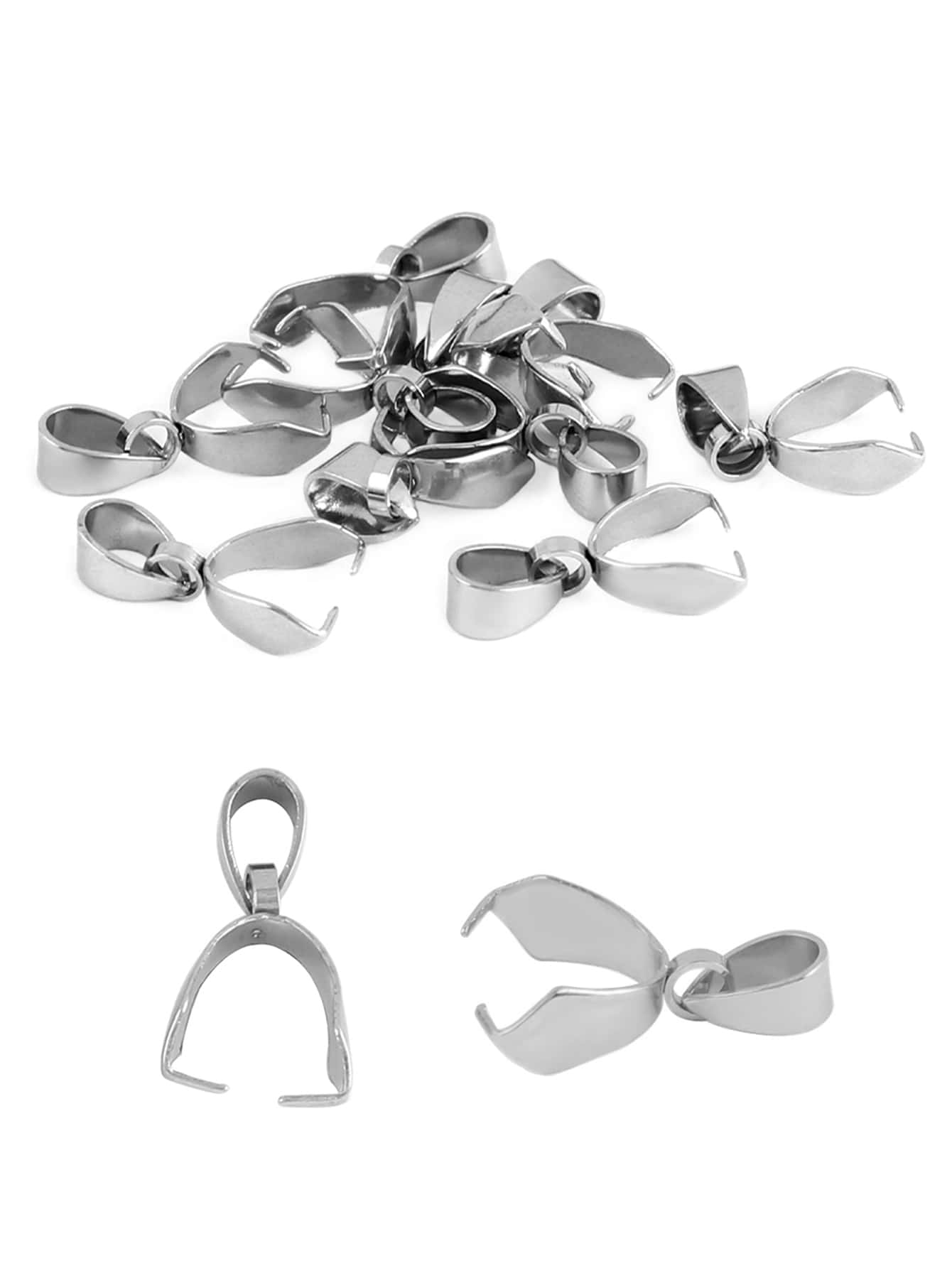 20pcs Stainless Steel Pinch Clip Bail Clasps Pendant Connector Findings Pendants Clasp Hook For Making DIY Jewelry Accessories