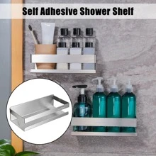 1入組不銹鋼浴室置物架，自黏淋浴盒，用於整理淋浴配件