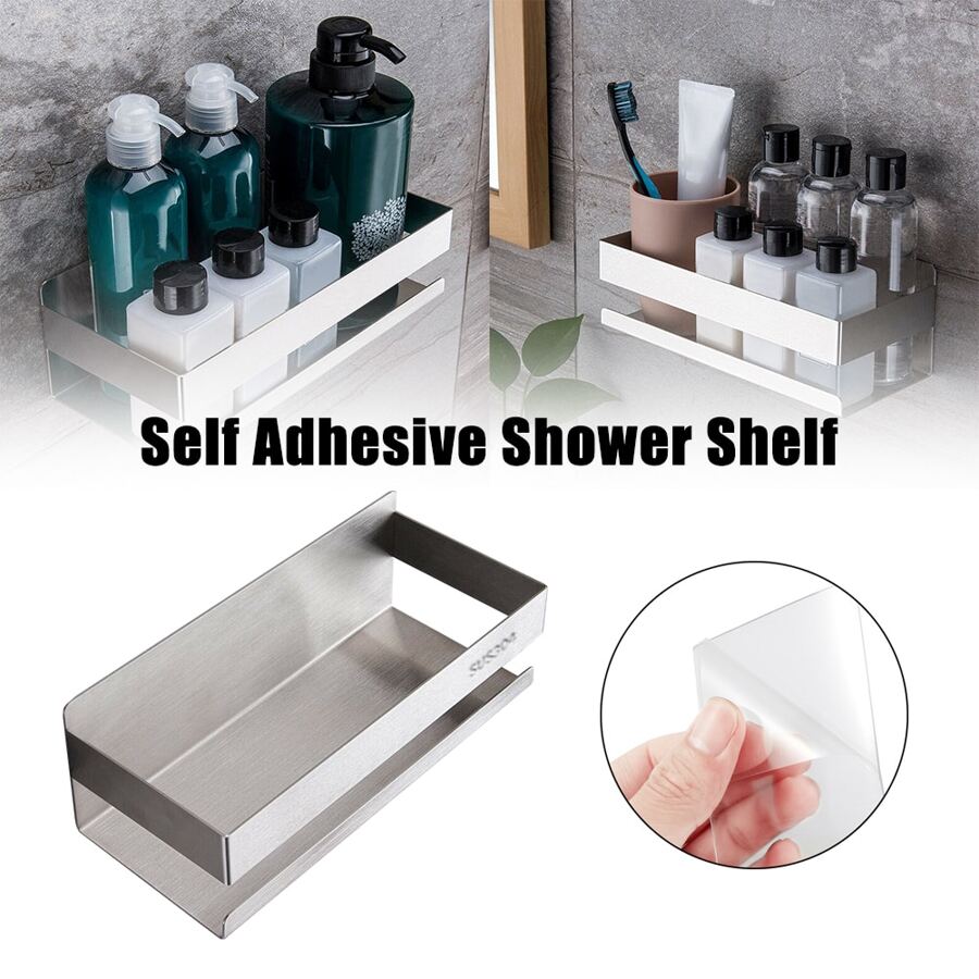 1入組不銹鋼浴室置物架，自黏淋浴盒，用於整理淋浴配件
