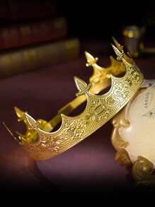 1入歐美男士皇冠頭飾，為國王/王子度身定做，復古宮廷皇冠，適用於表演、選美、女王/國王生日派對等古董活動 - 金色 - 查看 2