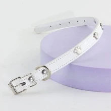 1入組白色PU皮革寵物項圈帶爪子裝飾用品合適的適用於貓和小狗 - 白色 - 查看 2