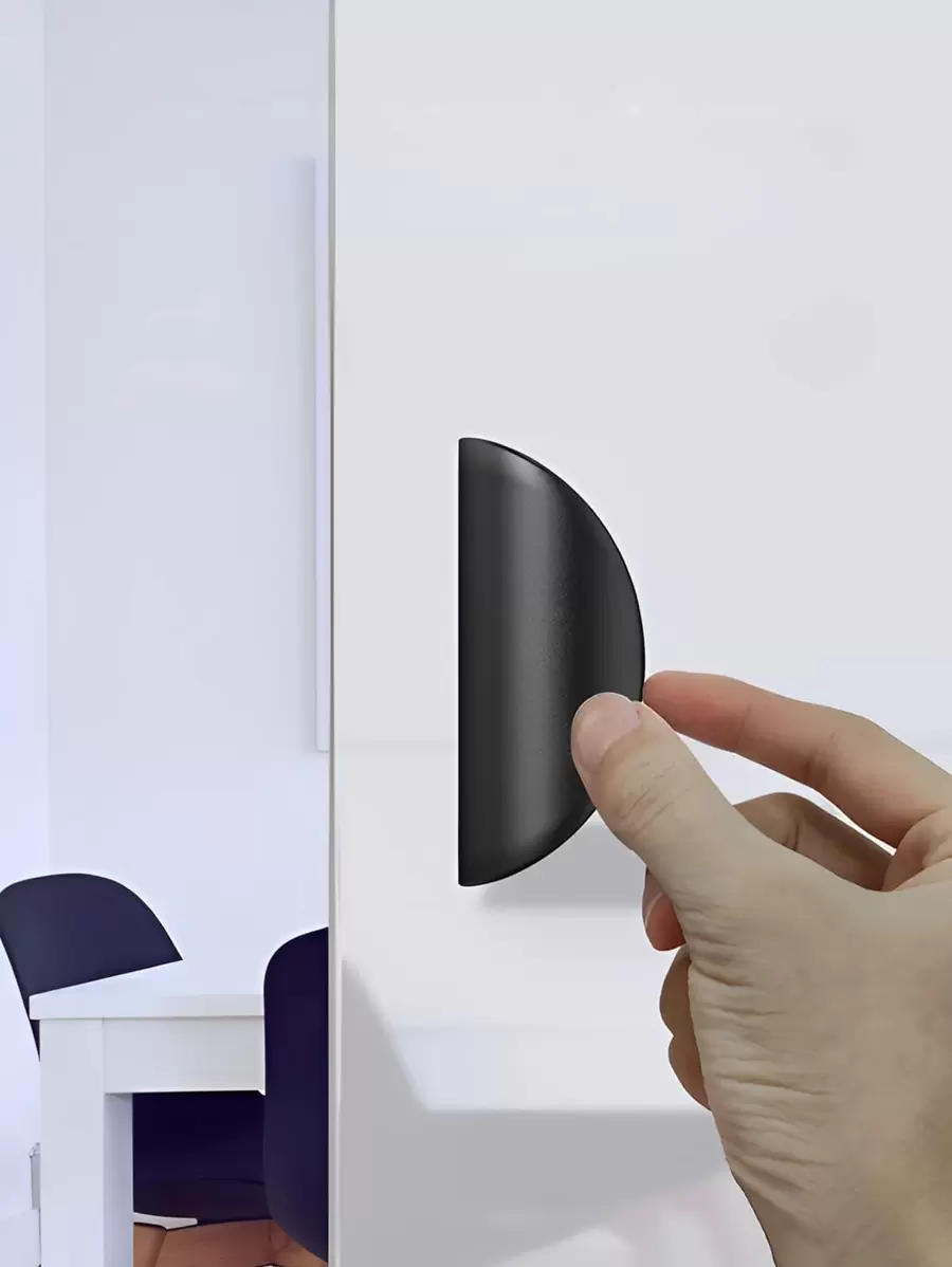 2入組廚房櫥櫃抽屜把手,膠黏劑塑膠拉手柄不附帶鑽孔 - 黑色 - 查看 1