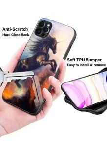 1 Peça Capa De Telefone Colorida, Amortecedor De Tpu Macio, À Prova De Choque, Capa Rígida Ultrafina, Design Personalizado Com Lente De Câmera De Cobertura Total, Compatível Com Iphone/Samsung/Xiaomi/Redmi/Oppo/Oneplus, Preto Estrelado - Multicolorido - Ver 2