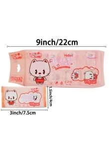 64pcs Super Mini Portable Cartoon Pattern Wet Wipes For Baby's Hand And Mouth - Pink - View 5