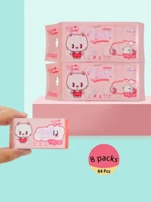 64pcs Super Mini Portable Cartoon Pattern Wet Wipes For Baby's Hand And Mouth - Pink - View 4