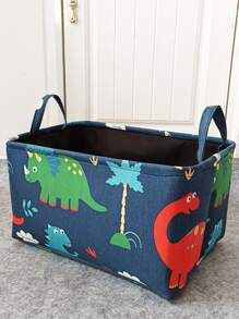 1pc Cute Cartoon Folding Fabric Laundry Basket, Toy Storage Box Laundry Hamper, Washing Basket Bathroom Organizer, Basket, Storage Basket, Foldable Laundry Basket - Blue - View 4