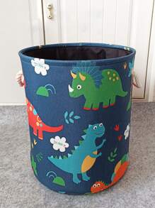 1pc Cute Cartoon Folding Fabric Laundry Basket, Toy Storage Box Laundry Hamper, Washing Basket Bathroom Organizer, Basket, Storage Basket, Foldable Laundry Basket - Blue - View 5